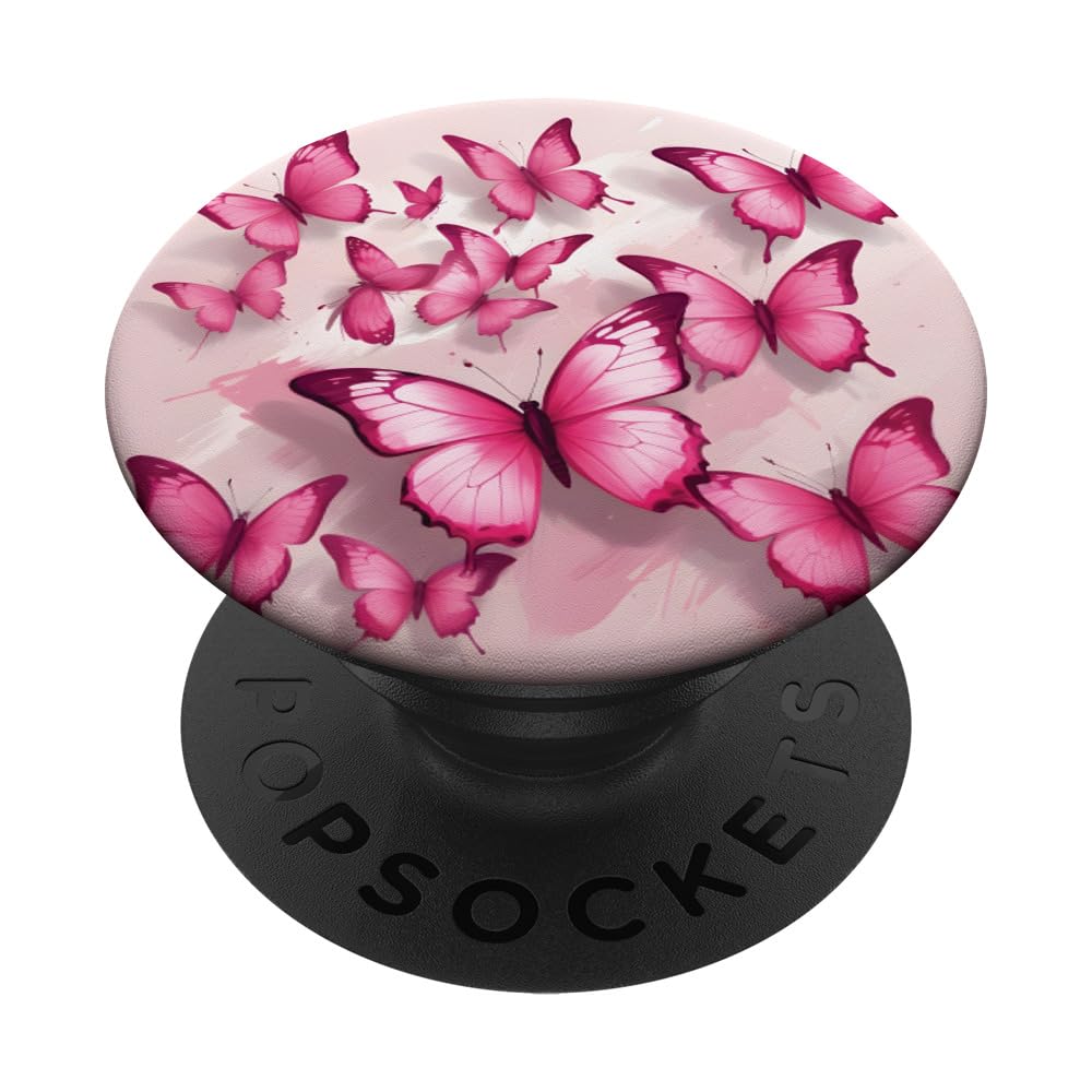 Cute Pink Butterfly Pattern PopSockets Adhesive PopGrip