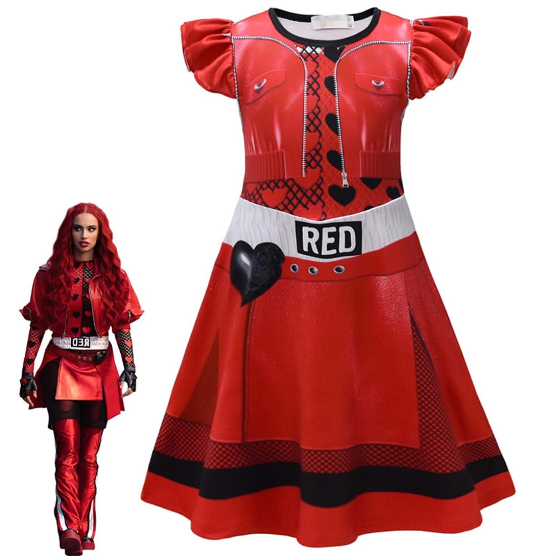 DYWPYCLQ Kids Girls' dresses Halloween costumes, performance clothes fashion clothing Movie Cartoon Dress Up Red skirt 4-10Y (Red A, 4-5Years)