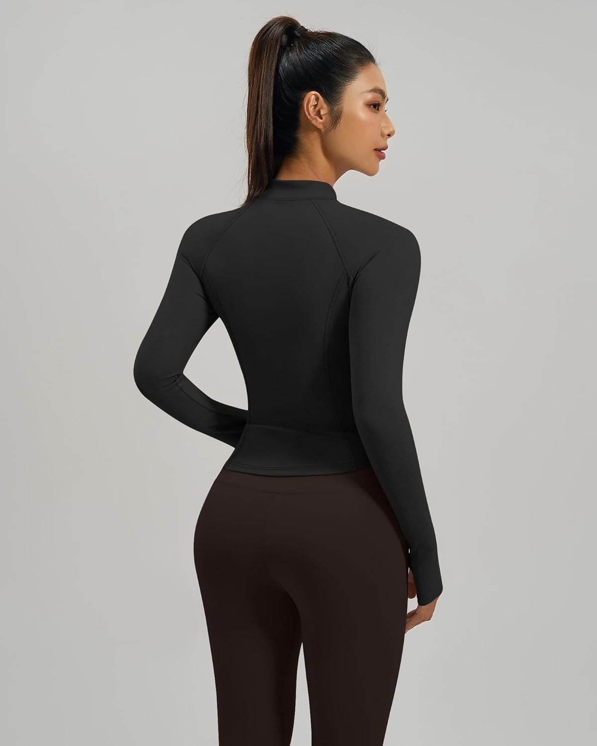 Gacaky Womens Cropped Workout Running Jackets Lightweight Slim Fit Athletic Yoga Jacket Full Zip Tops with Pocket - Image 4