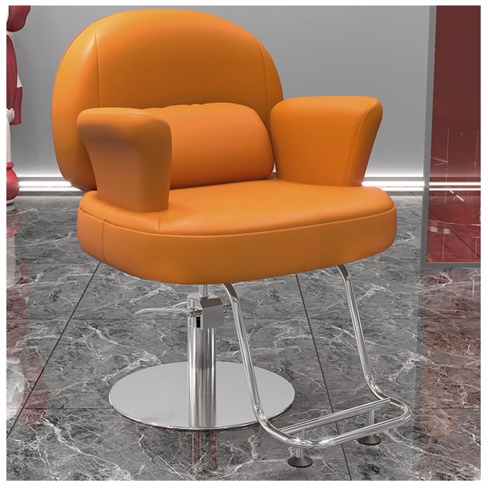 OZBMA Barber Salon Chair for Hair Stylist with 440Lbs Heavy-Duty Hydraulic Pump, 360° Swivel Styling Chair, Adjustable Height Hairdresser Braider Chairs Beauty Salon, Tattoo,Black,B (Orange B)