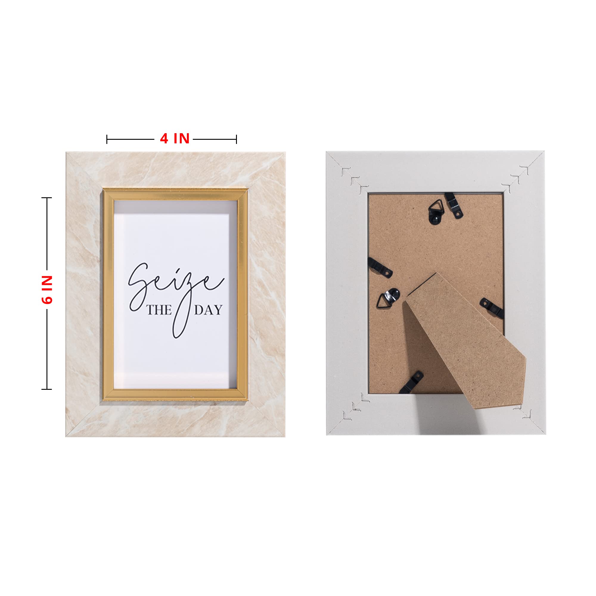 ArtbyHannah 10 Pack 4x6 Picture Frames Set with Marble Pattern and Gold Trim for Table Top Display and Wall Mountingï¼ŒOrnate Photo Frame Wall Art for Home Decor