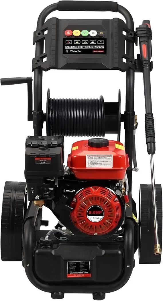 Dealourus Potente limpiador a presión de gasolina de alto rendimiento, 8,0 HP, fácil de arrancar, resistente con ruedas grandes, ideal para trabajos pesados