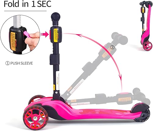 Miniatura 4 de Kick Scooter de altura ajustable para niños de 2 a 6 años, scooter de 3 ruedas con luz LED y cubierta extra ancha, scooter para niños, azul