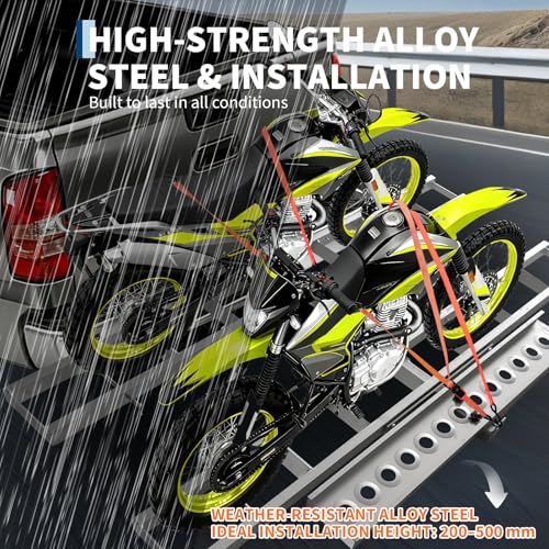 Motorcycle Carrier Ultra-Duty 600LB Motorcycle Hitch Carrier Rack | Plataforma arqueada y sistema anti-vibración para transporte profesional de motos de cross, rampa antideslizante y estabilización de conexión rápida miniatura 4