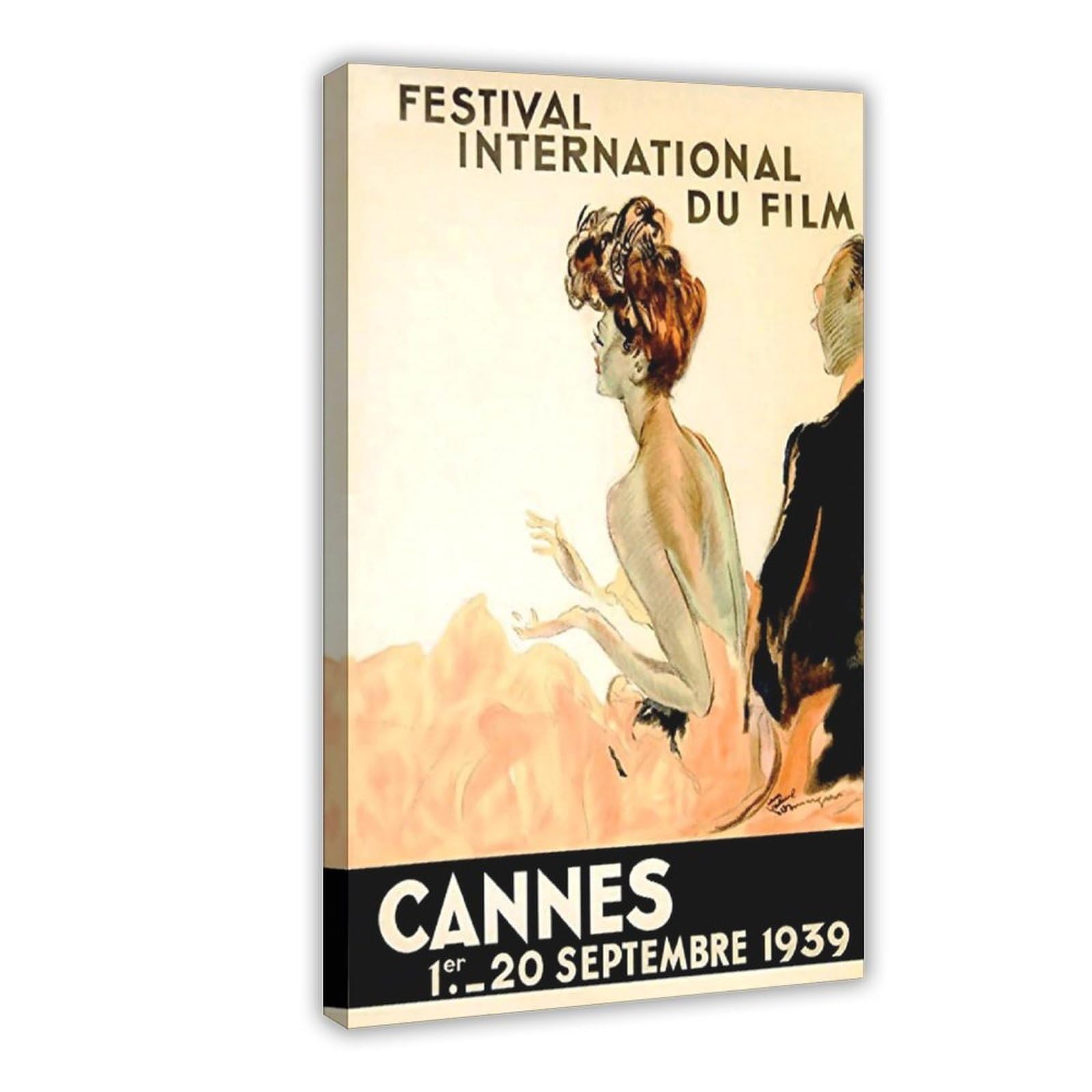 GIEIG Festival International Du Film Fest 1939 Cannes Movie Fashion Couple Vintage Stampa artistica da parete poster per casa scuola ufficio decorazione cornice 30,5 x 45,7 cm