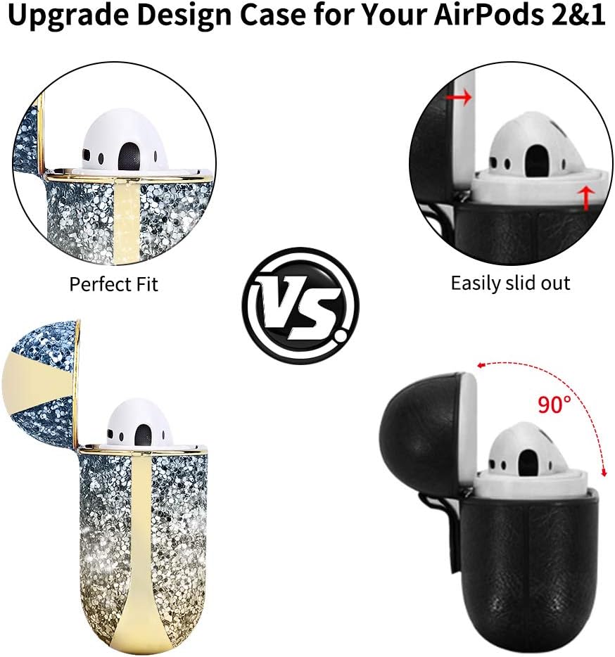 [Upgrade] Joyozy Airpod Case Compatible with AirPods 2&1, Glitter Bling Protective Case Cover Skin for Girls/Woman- Mermaid Fish Scale Style Airpods Case (for AirPods 2&1, Morandi Blue)