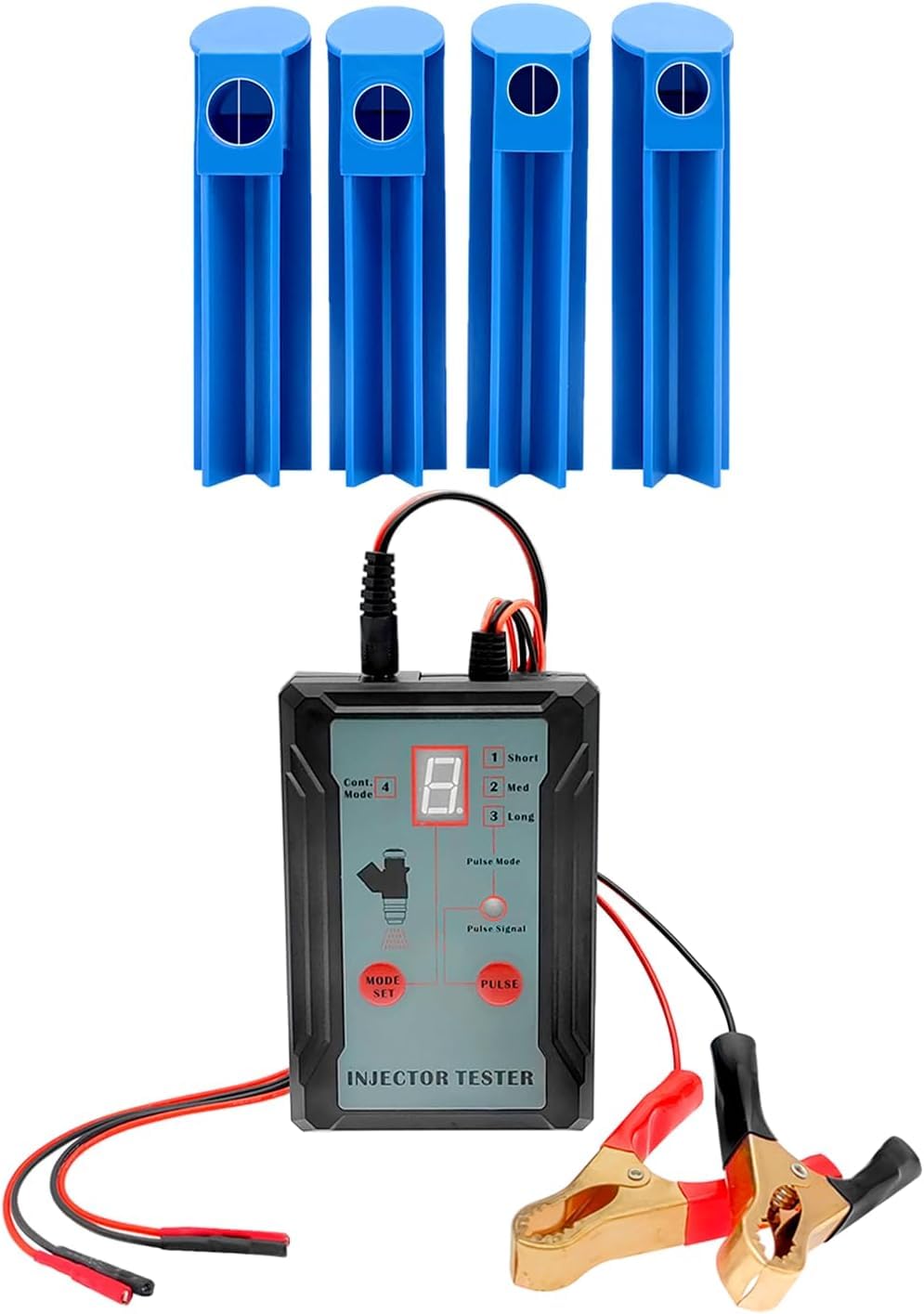 ZKTOOL Testeur d'Injecteur de Carburant, Kit de Nettoyage pour Testeur d'Injecteur 12 V, 8 Modes d'Impulsion, Outil de Nettoyage d'Injecteur DIY, avec 4 Adaptateurs d'Injecteur