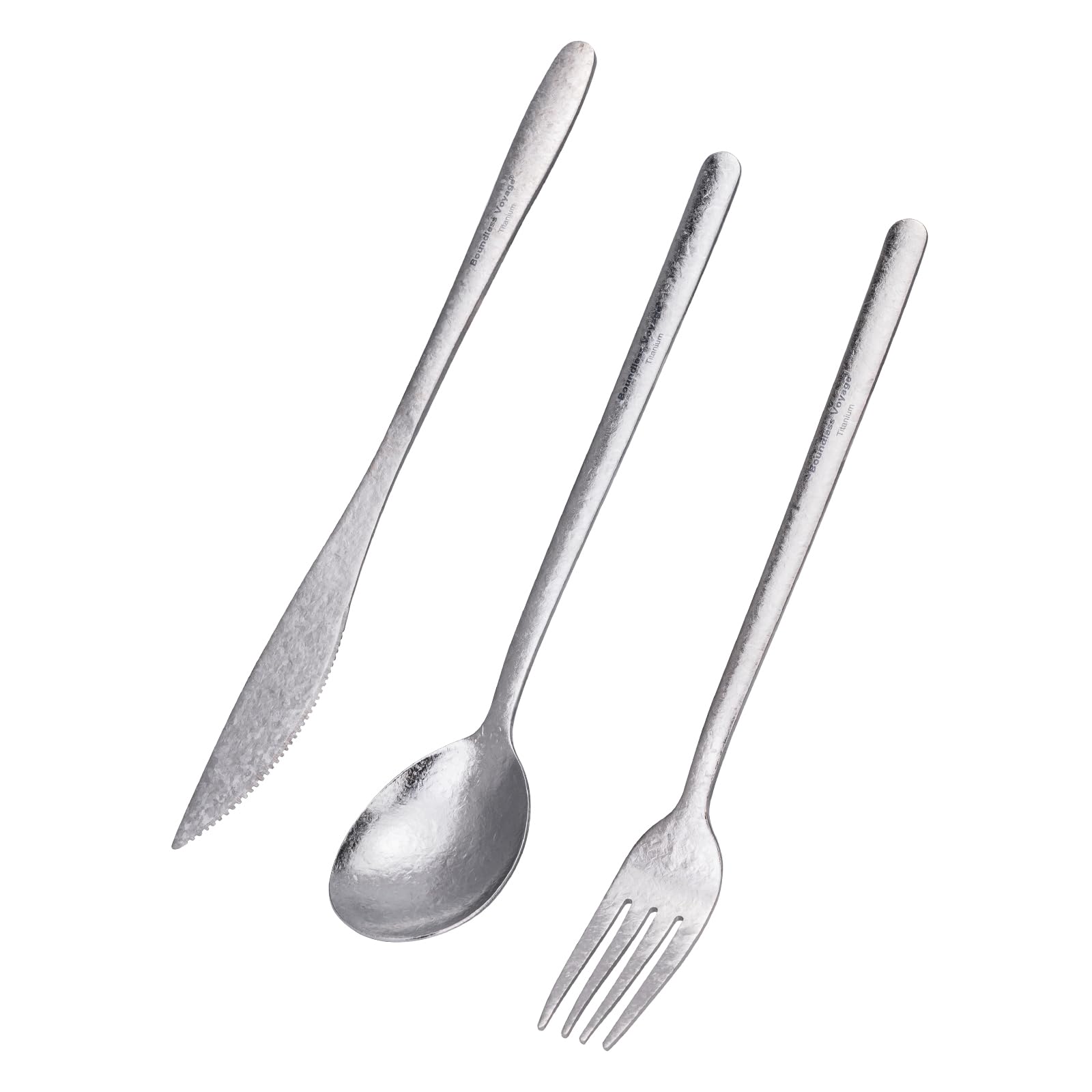iBasingo Titanium Camping Cutlery Set 3-Piece, Silver Ti1055T