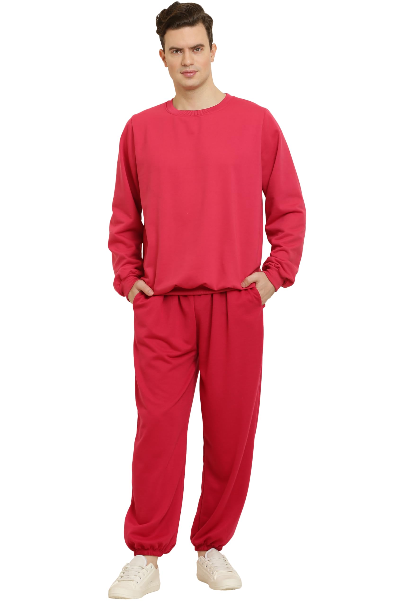 ELEGANCE Men's Winter wear Sweatshirt Tracksuit Set with warm Pyjama Lower || 3XL to 10XL || PLUS SIZES || (11 COLOURS) (IN, Alpha, 10XL, Plus, DARK PINK)-picture-44