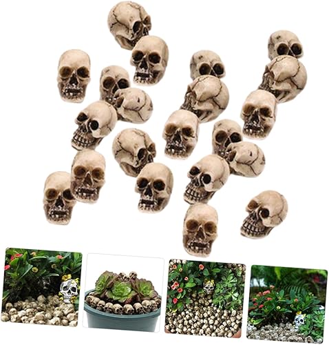 Miniatura 5 de Happyyami 20 adornos de calavera de Halloween de hierro forjado, maceta de flores para decoración de escritorio, decoración de miniture,