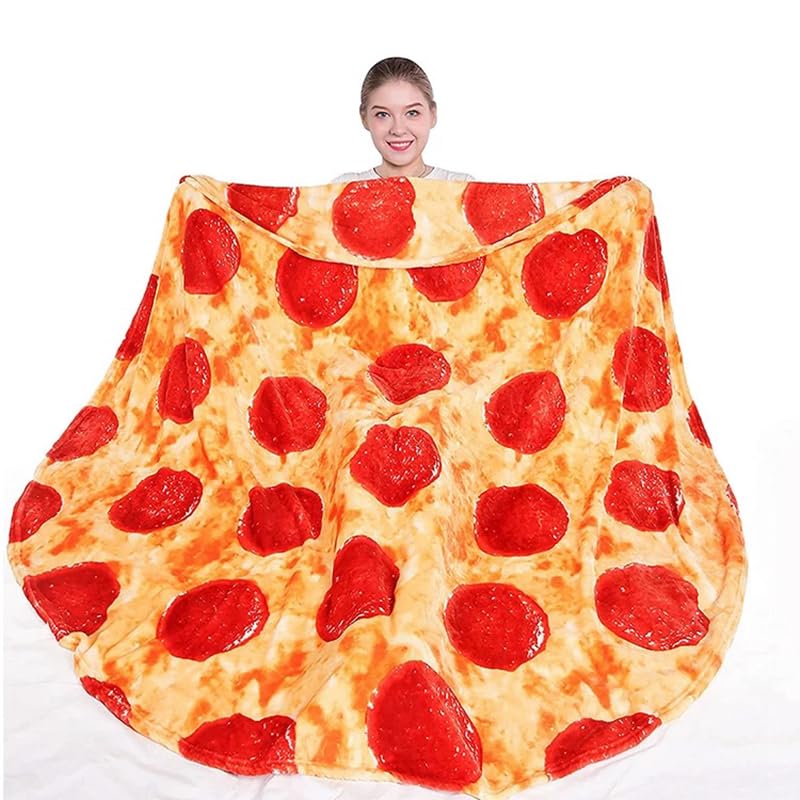 Pizzas Blanket single Sided 60 inches, Realistic Pizzas Round Blanket for Kids and Adult, 285 GSM Soft Flannel Pizzas Blanket with digital printing, Funny Gifts for Teen Boy and Girl Gifts