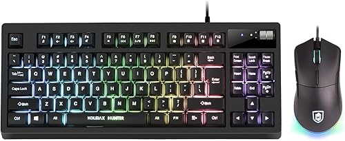 Combo de teclado y mouse RGB para juegos 87 teclas teclado para juegos con cable USB sensación mecánica retroiluminada con 7200 DPI para PC MAC PS4