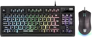 RGB Gaming Keyboard and Mouse Combo,87 Keys USB Wired RGB Backlit Gaming Keyboard Mechanical Feeling with 7200 DPI Gaming Mouse, USB RGB Keyboard Wired Set for PC MAC Chromebook PS4 Xbox Laptop