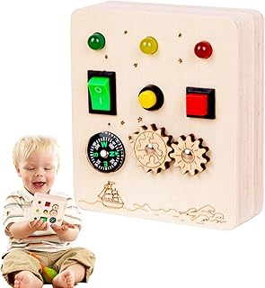 Placa sensorial para 1 a 3 anos - Placa madeira ocupada Montessori com interruptores luz LED,Brinquedos sensoriais Brinquedos habilidades motoras finas Brinquedos