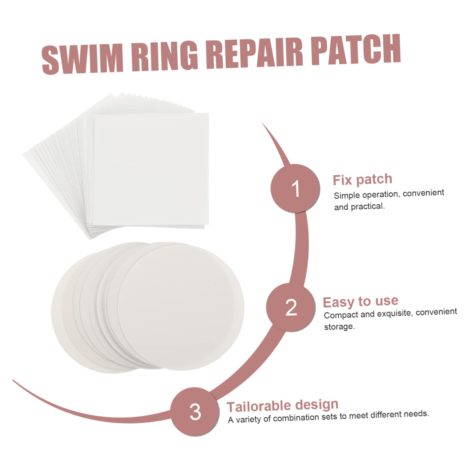 Mipcase 60pièces Kit De Réparation Auto-adhésif pour Piscine Gonflable De Réparation pour Bouées Anneaux De Natation Et Bateaux pour Hors Sol Et Jouets Aquatiques