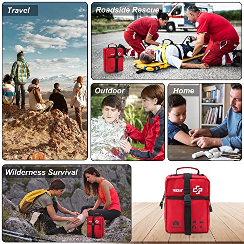 400 Piece Large First Aid Kit Premium Emergency Kits for Home, Office, Car, Outdoor, Hiking, Travel, Camping, Survival Medical First Aid Bag, Red - Image 6
