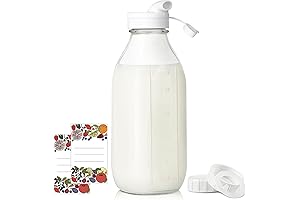 Syntic Square Liter Glass Milk Bottles with Airtight Lid