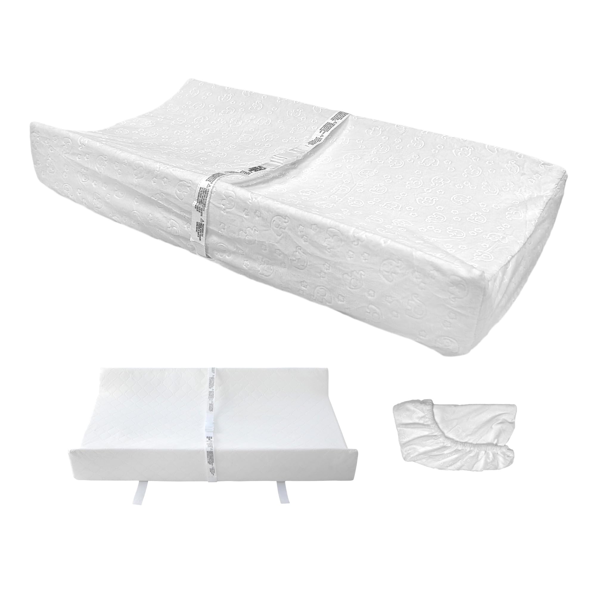 fond + found Baby Changing Pad with Ultra Soft Plush Cover, Waterproof Contour Diaper Changing Mat for Dresser Top, with Changing Pad Cover Waterproof Hypoallergenic Washable