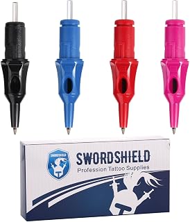 20pcs Ballpoint Pen Tattoo Cartridges, Tattoo Ballpoint Pen Cartridges Tattoo Needle Cartridge for Tattoo Practice on Papers for Beginners and Artists (4 Colors)