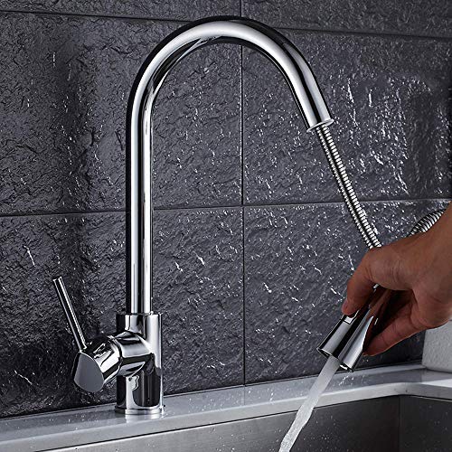 Robinet de cuisine noir extractible laiton chrome mitigeur évier 2 modes