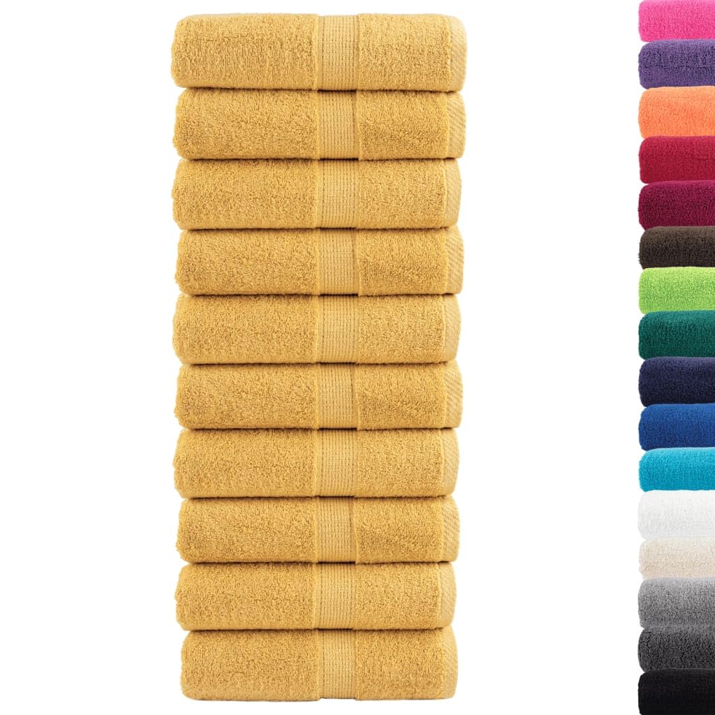 Vidaxl Gold Cotton Guest Towels Pcs - 100% Ring-Spun Cotton - 600Gsm - 30X50 Cm - Oeko-Tex Certified - Machine Washable Size 10