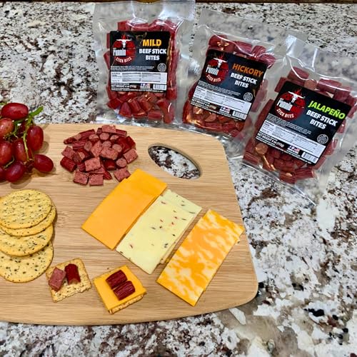 Image of Mild Mini Beef Sticks Bites - 100% Beef Snack Bites | Bite-Sized Meat Snacks | 12 ounces total (Pack of 3 bags, 4oz each), Runnin' Wild Foods