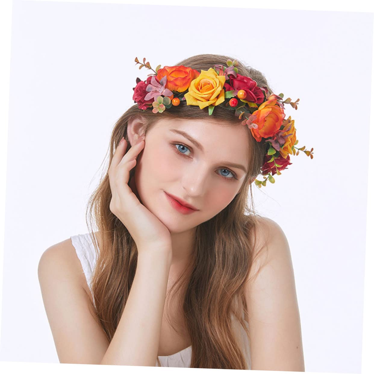 FRCOLOR 5St Simulations blumen haarband Rose geblümt Blumenkrone Blumenkranz damen stirnbänder wedding hair accessories hochzeits haarschmuck Blumengirlanden-Stirnband Kopfschmuck Stoff