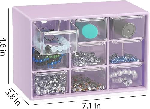 Miniatura 12 de Organizador de cajones pequeños para escritorio, 7.1 x 3.8 x 4.6 pulgadas, mini organizador de cajones de escritorio con 6 cajones transparentes,