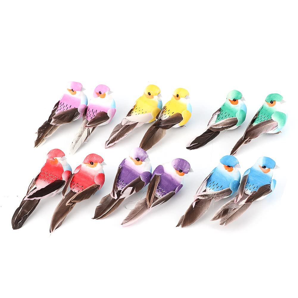 Amazon.co.jp: 鳥の置物 12個セット、人工鳥 オブジェ、フォーム+羽