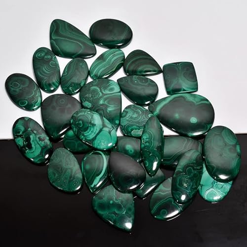 Damru™ 100 Cts (3 To 5 Pcs) Malachite Natural Flat Back Mix A+ Quality Loose Cabochon For Jewelry Making, Wire Wrapping, Diy, Healing Rings Crystals, Pendants, Wedding Gift #TOP3