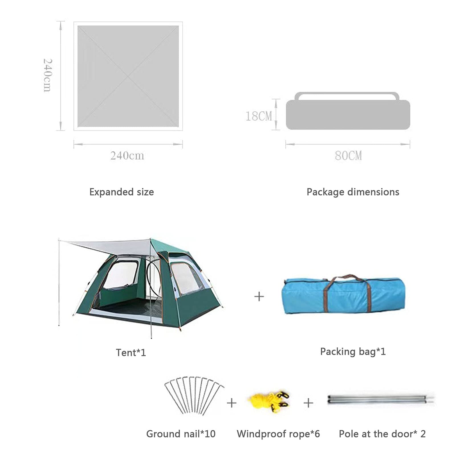 Tenda Automatica Quattro Stagioni Campeggio, Ispessimento Campeggio Campo Automatico Pioggia Escursioni Trekking Tenda Tenda per Il Trasporto, Camera Ultralight Cupola Tenda