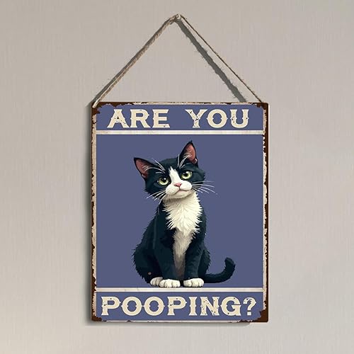 Vintage Cat Bathroom Wall Decor Are You Pooping Signs Cat