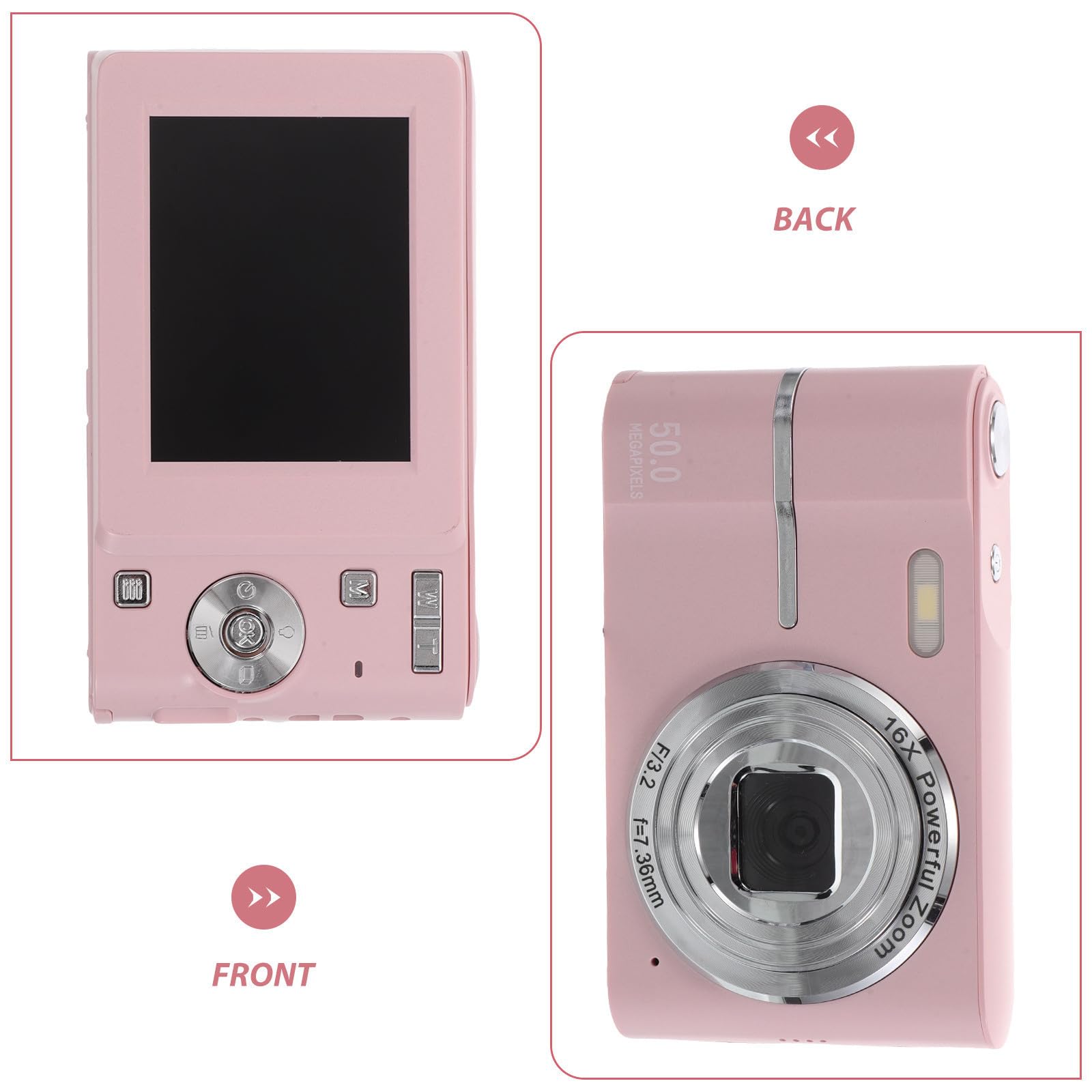 Cabilock Fotocamera Digitale Mini Rosa con Zoom 16x per Viaggi