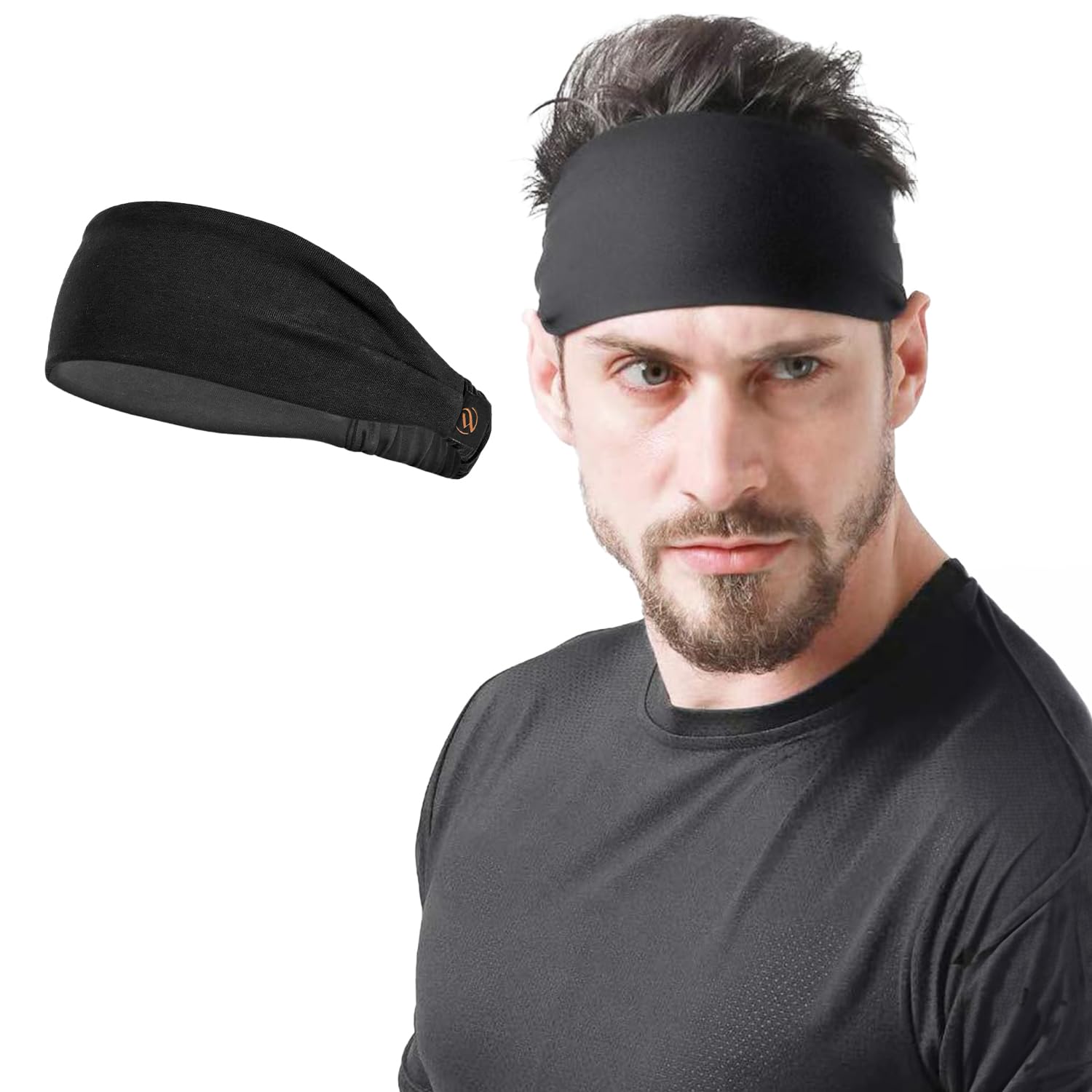 WiseLife Lightweight Headband for Men & Women | Strapless Sweatband for Gym | Sports Unisex Head Band for Exercise, Fitness, Workout, Tennis, Cycling, Badminton & Other Sports (Black)