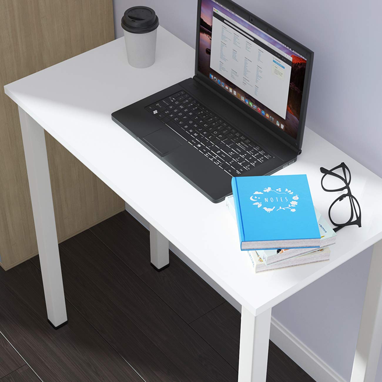 sogesfurniture Scrivania compatta per Computer PC Tavolo da Studio in Acciaio Legno, 80x40cm Ufficio Postazioni di Lavoro Tavolo da Pranzo per casa e Ufficio, Studio e Scrittura,BHEU-AC3DW-8040