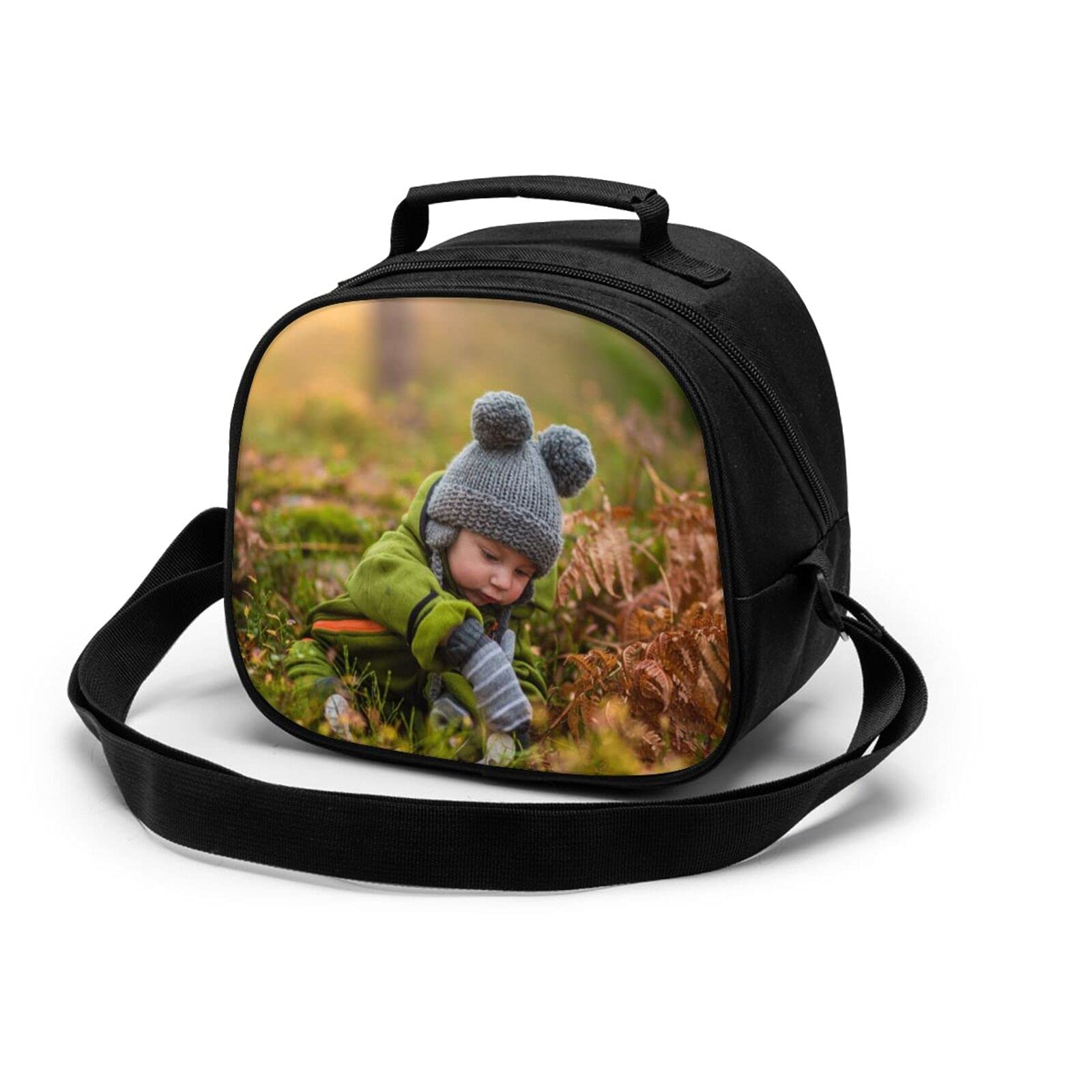 YunPoo Customised Children's Meal Bag Lunch Bags for Girls with Your Name Text Photos Insulated Lunch Bag with Adjustable Shoulder Strap, Personalized Lunch Holder Container for School Work Picnic