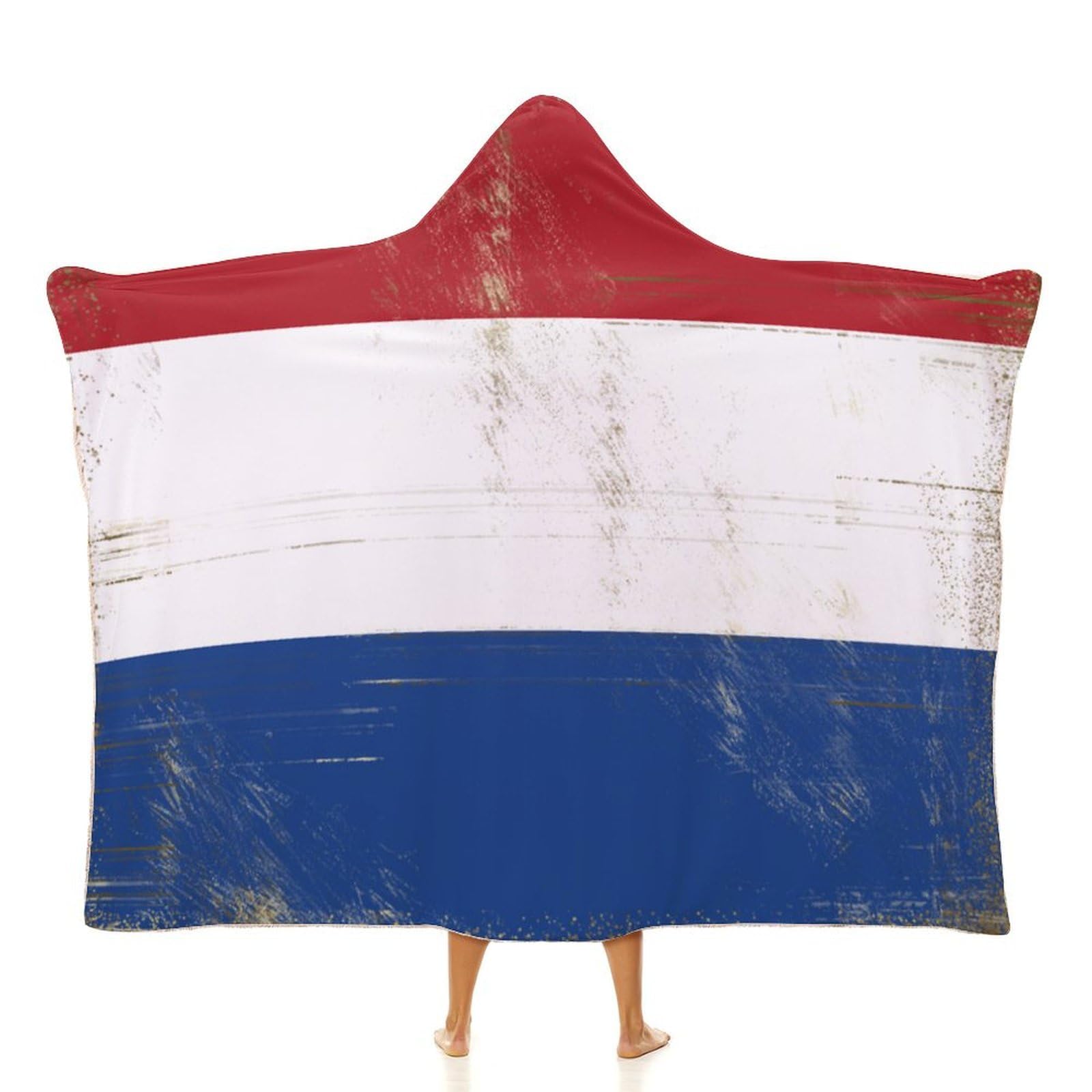 Couverture à capuche drapeau Pays-Bas 127x152 cm pour adulte et enfant