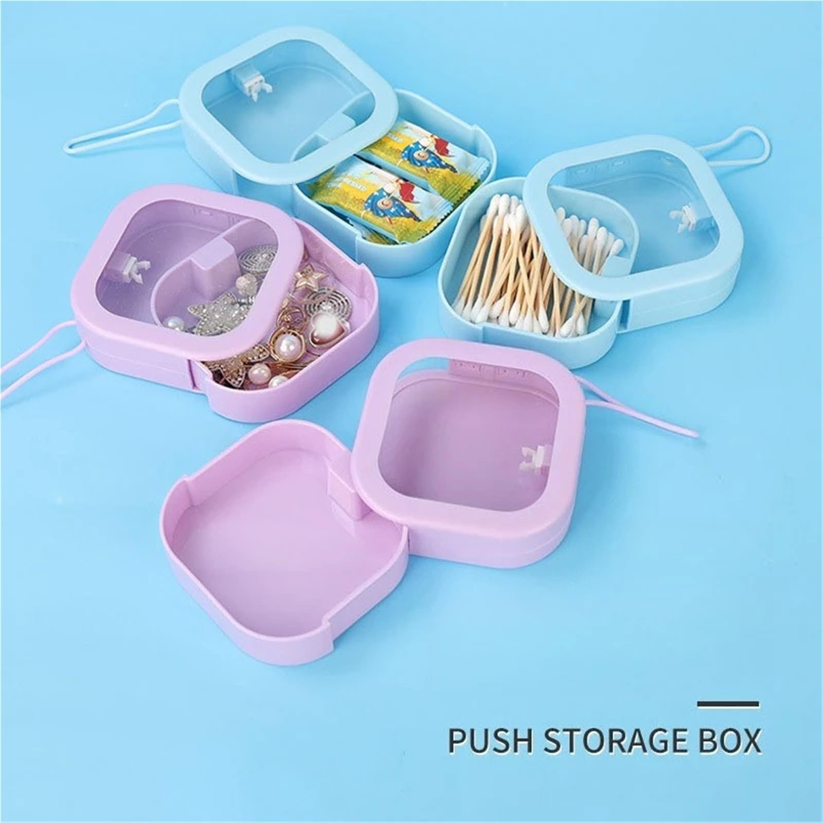 Haargummi Organizer Tragbare Reise-Kosmetik-Aufbewahrungsbox, Mini-Organizer for Schmuck, Haar-Accessoires, Haarnadel-Datenkabel(3 pcs)
