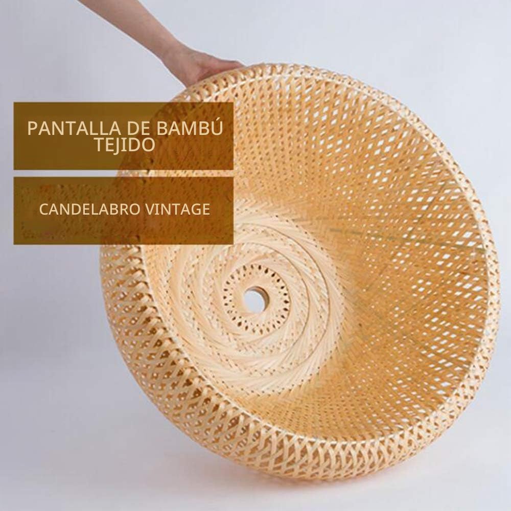 Lámpara colgante tejida vintage de mimbre de bambú natural, hecha a mano, para jardín, creativa, estilo pastoral, lámpara de techo para bar, café, loft, restaurante, sala de estar, 45 cm