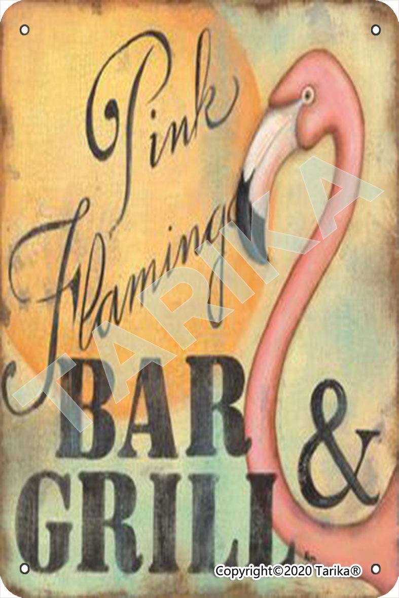 Tarika Pink Flamingo Bar Grill Metal Retro Look 20X30 Cm Decoration Art Sign For Home Kitchen Bathroom Farm Garden Garage Inspirational Quotes Wall Decor