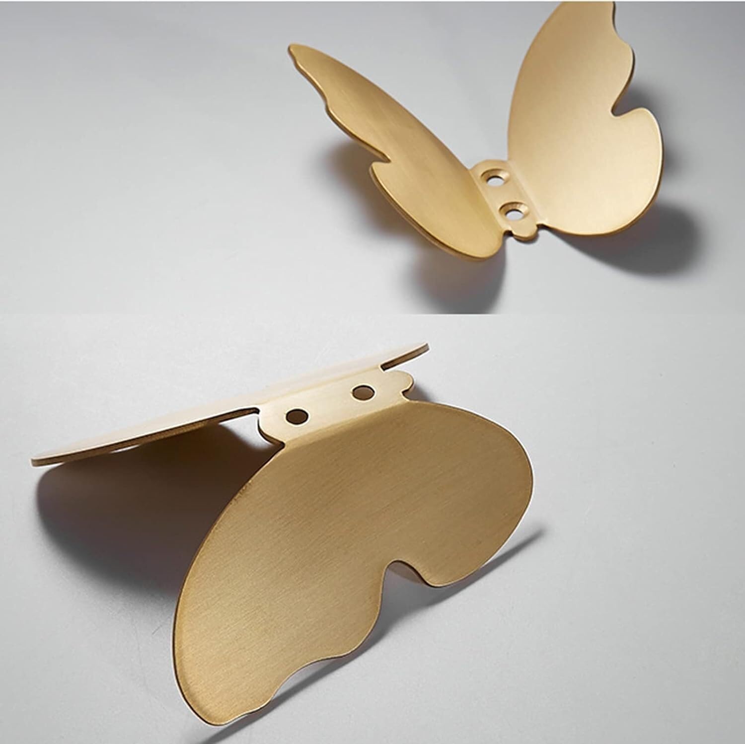 Türhaken for Aufhängen Von Mänteln, Doppel-Hut-Kleiderhaken, Wandmontage, Gebürstetes Gold, Kreativer Schmetterlingshaken Aus Massivem Messing, Doppelzinken-Bademantelhaken Und , Schal, Tasche(2pcs)