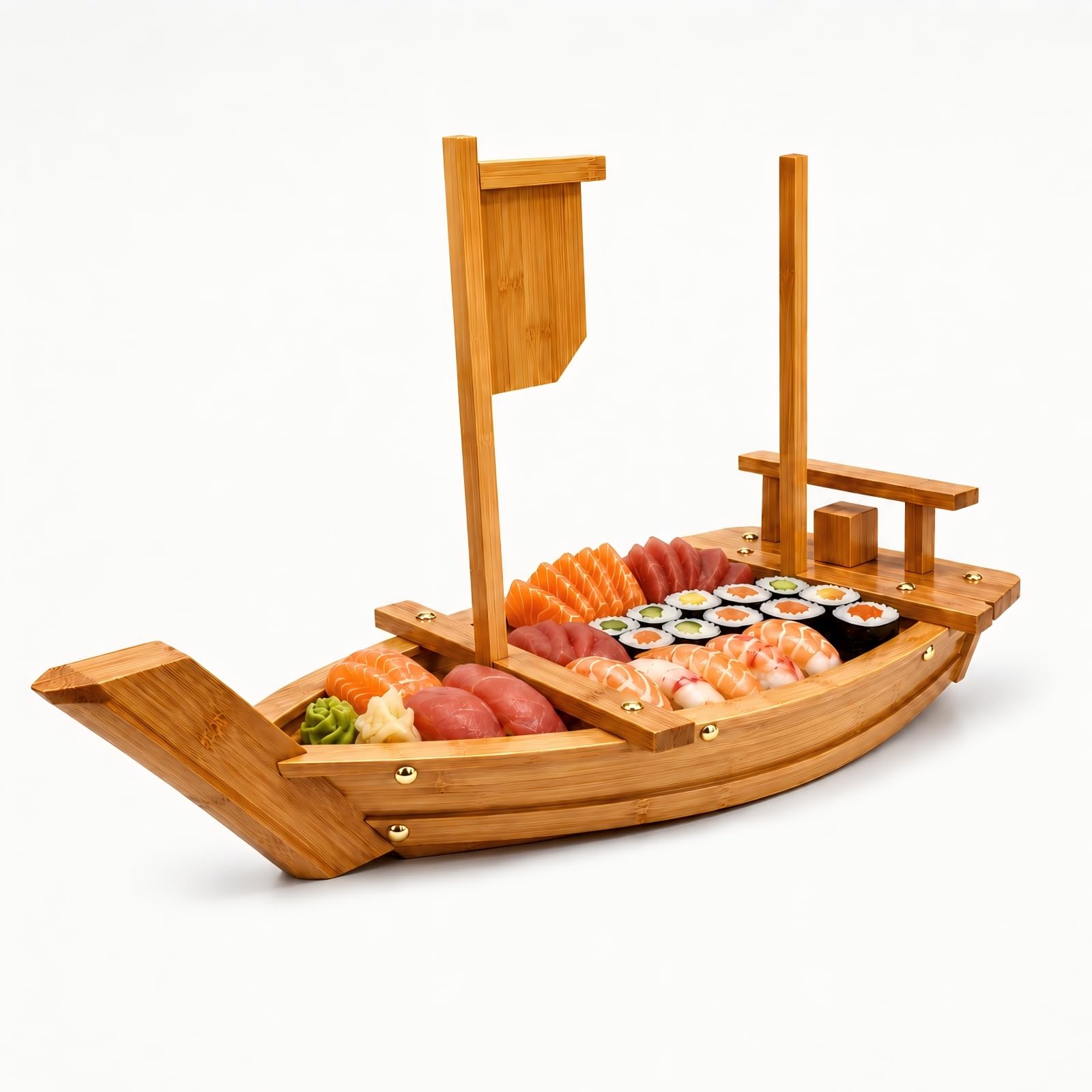 Wooden Sushi Boat Serving Tray Plate, 20In Large Charcuterie Boards
