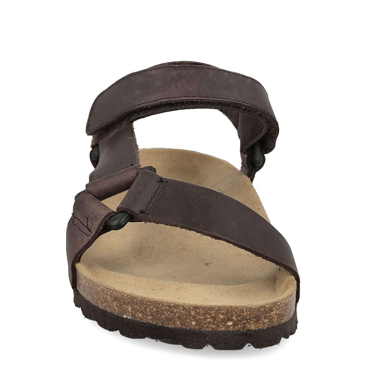 Sandalias de Piel de Dos Hebillas Unisex. Punta abierta. Chanclas Californianas Verano Cómodas en Cuero Tipo Bio. Plantilla Anatómica. Marrón, Negro, Cuero.