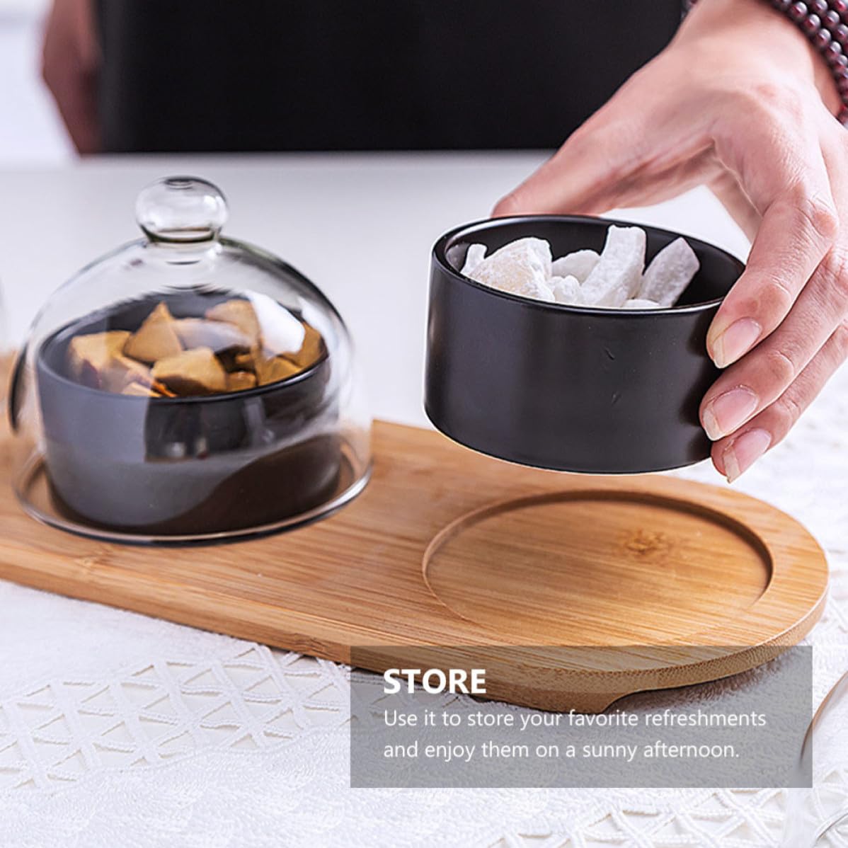 Vassoio da Dessert Rotondo in Materiale Ceramico e Vetro 1 Pezzo Ciotolina per Dolci e Snack per Feste e tè Pomeridiani Riutilizzabile