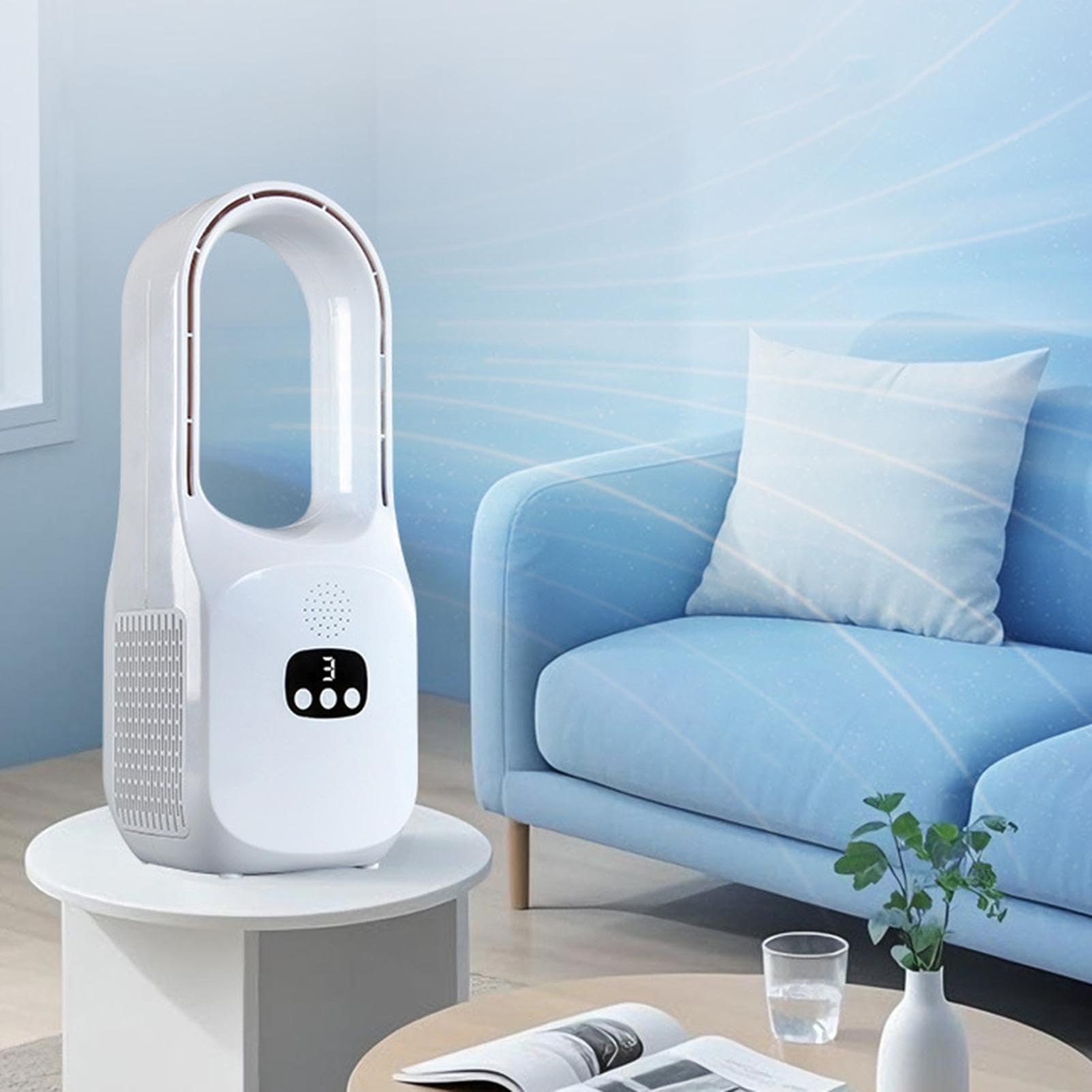 lyanny Ventilatore Da Tavolo Senza Pale - Oscillazione a 120 gradi, circolatore portatile con 3 velocità | E Silenzioso, Ideale Per Ufficio, Camera Da | Per Ufficio, Soggiorno, Camera, Campeggio,
