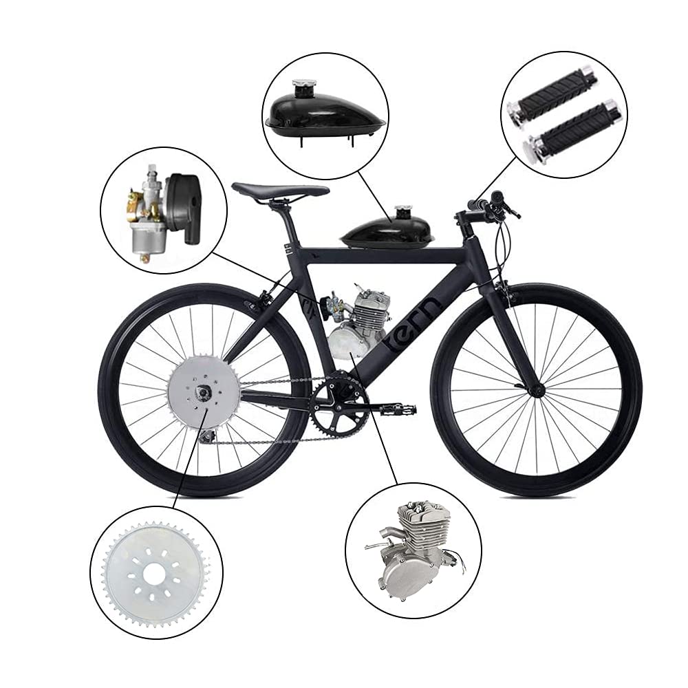 Kit de motor de bicicleta de 2 tiempos de 80 cc, juego de conversión de motor de bicicleta de bricolaje, motor de gasolina de un solo cilindro para bicicletas de 24 ", 26" y 28 "