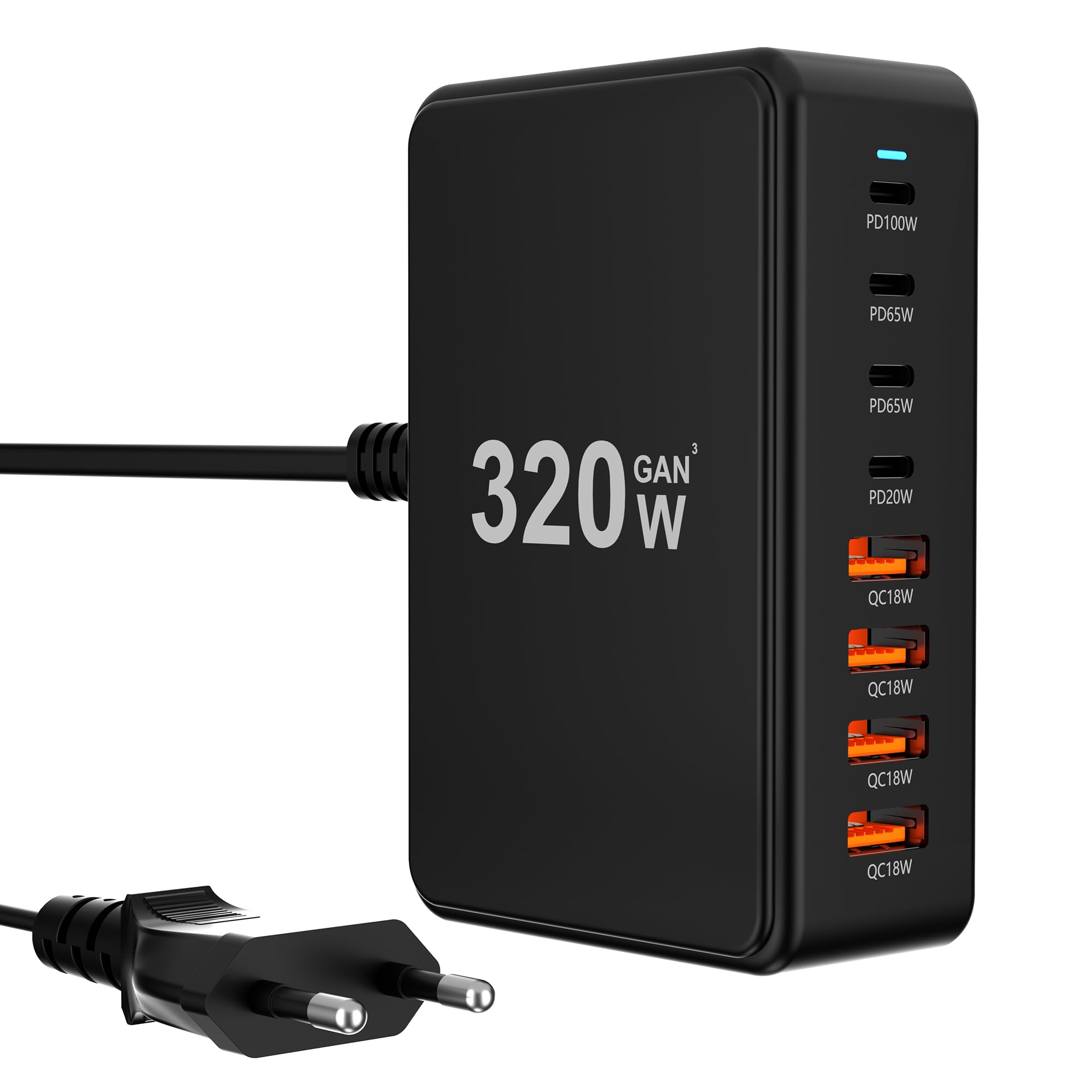 USB C-oplader: 320 W 8-poorts USB-adapter meervoudige
