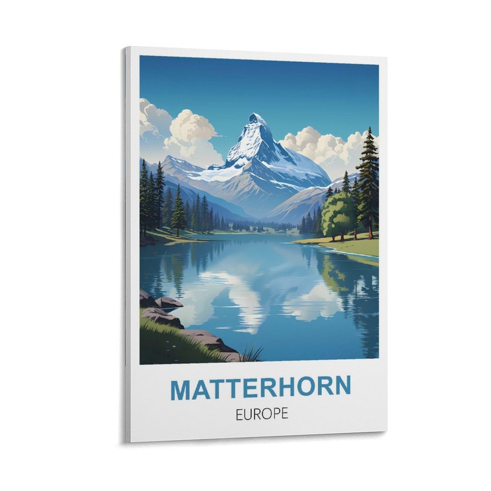Wgmdoee Frame-Style Matterhorn Europe Vintage Travel Poster 12X18inch(30X45cm) Canvas Poster Living Room Wall Art Home Decor