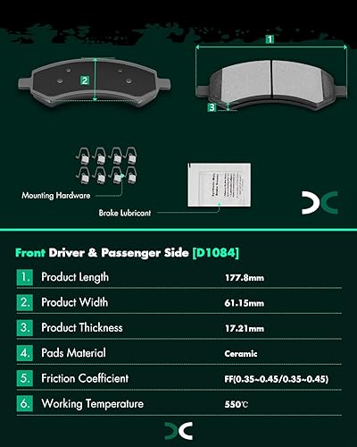 Miniatura 3 de SCITOO Juego de pastillas de freno delanteras cerámicas y traseras semi-metálicas para Dodge Durango 2007-2009, Dodge Ram 1500 2006-2010, Ram 1500