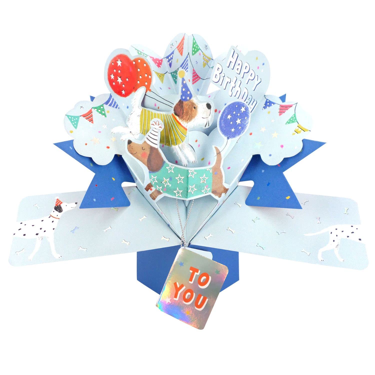Pop Up Happy Birthday Greeting Card With Dogs & Balloons 3D Pop-Up Cards POP230